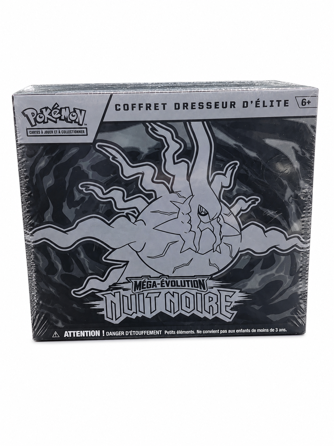 ETB Pokémon ME5 Nuit Noire noire, sur fond blanc