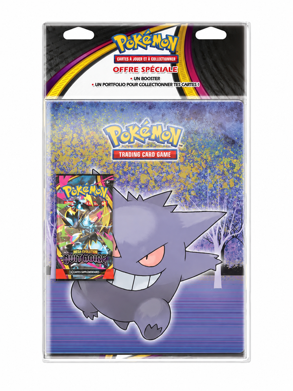 Portfolio Pokémon Ectoplasma avec booster Nuit Noire sur fond blanc