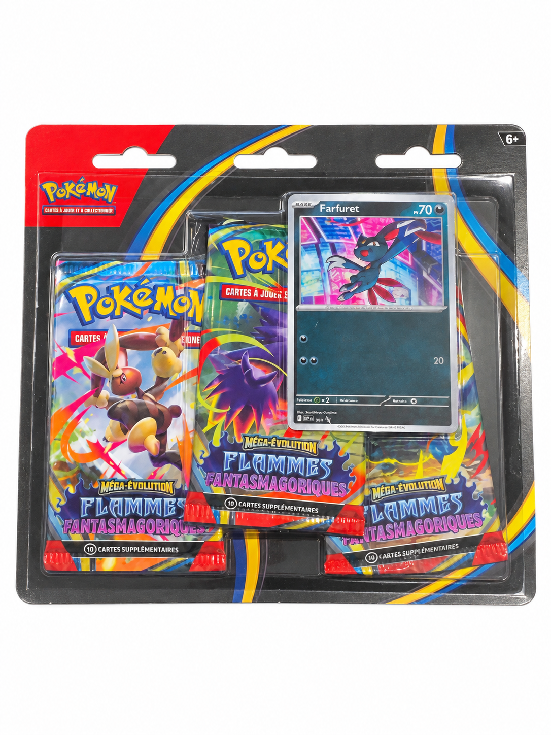 Tripack Pokémon ME02 Flammes Fantasmagoriques sur fond blanc