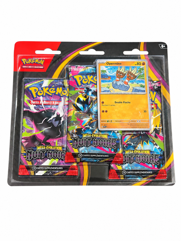 Tripack Pokémon ME5 Nuit Noire sur fond blanc